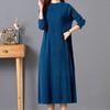 Платье-свитер большого размера для женщин на осень и зиму, длинное до колена, вязаный свитер, свободный пуловер однотонной расцветки