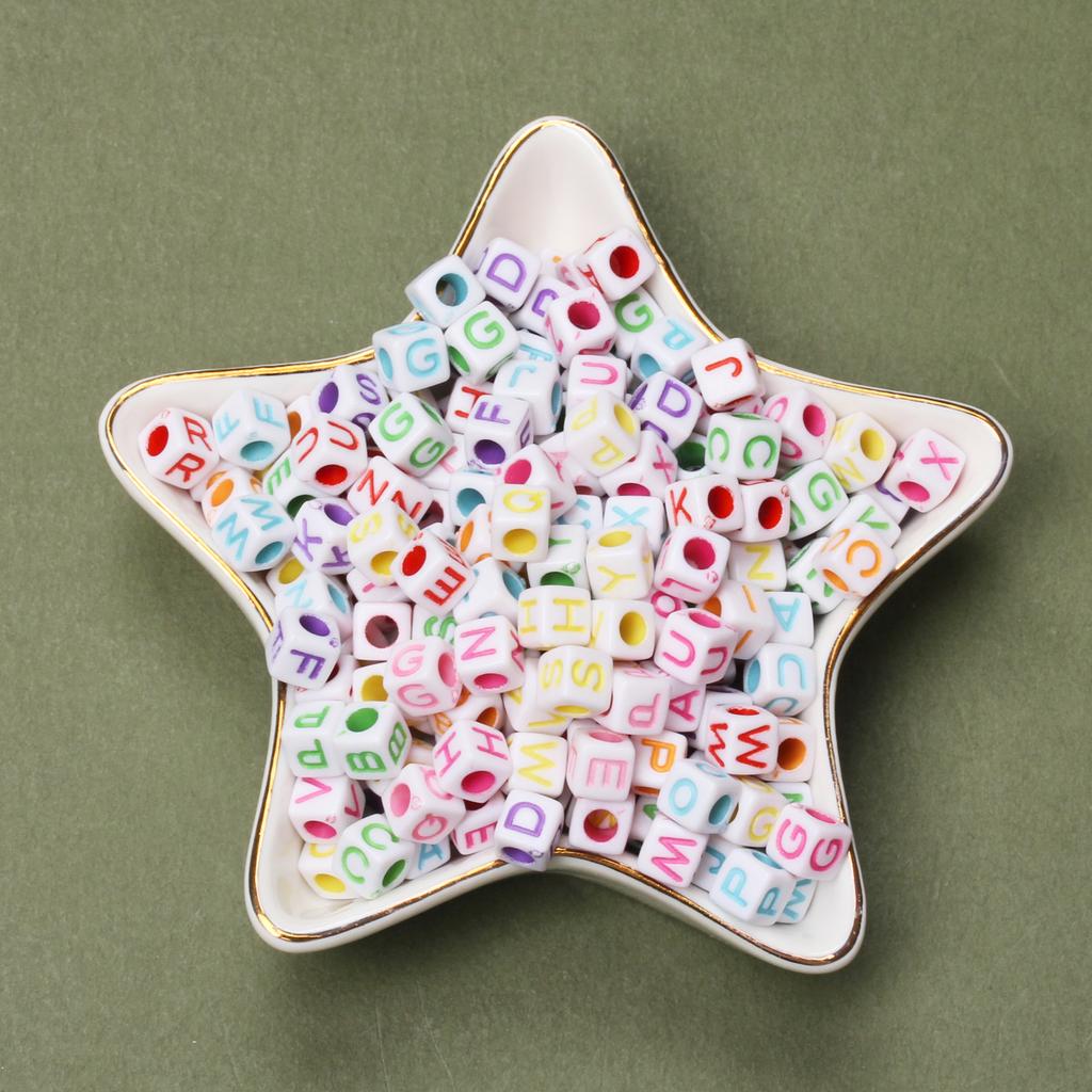 Мода 80 шт 6 мм Акриловый куб Материал Квадратная буква Сосновые бусины Ручной работы Браслет Изготовление ювелирных изделий Аксессуары DIY