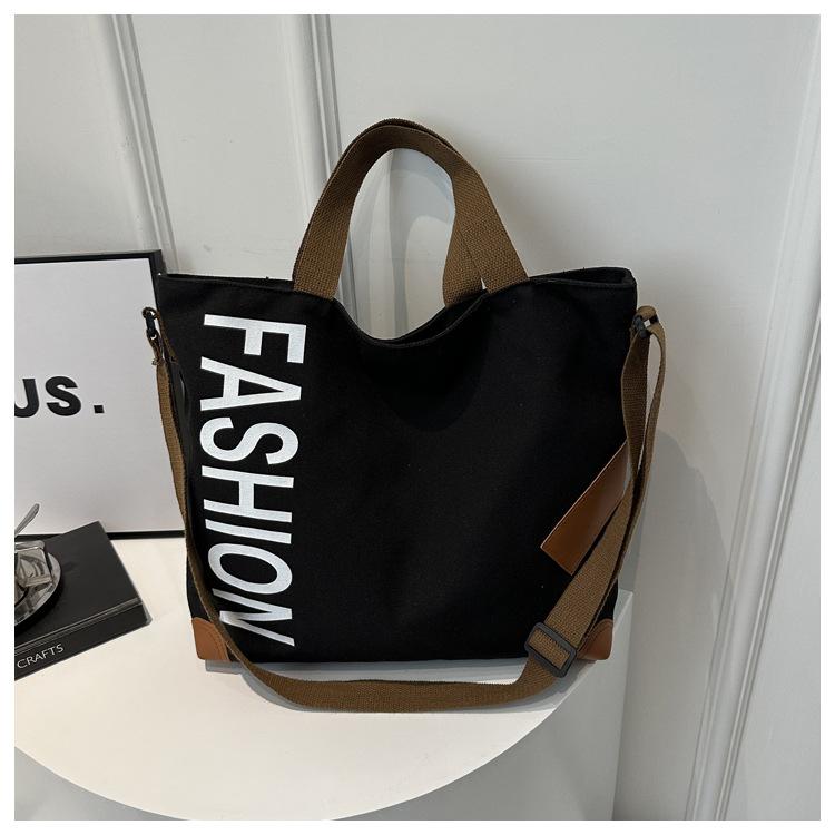 Новинка 2024 года, модная повседневная сумка большой емкости, универсальная парусиновая сумка через плечо, сумка для покупок