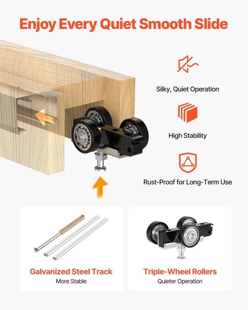 VEVOR Pocket Door Frame Kit, for 610-813mm Wide 2032mm High Door, Pocket Door Kit with Two-Way Soft Close Mechanism, Slide Smoothly Quietly