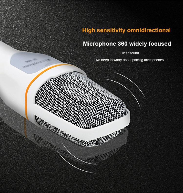 Профессиональный конденсаторный звуковой микрофон 3,5 мм с подставкой для ПК, ноутбука, запись Skype для IPhone, телефона Android, компьютерные игры, прямая трансляция YouTube