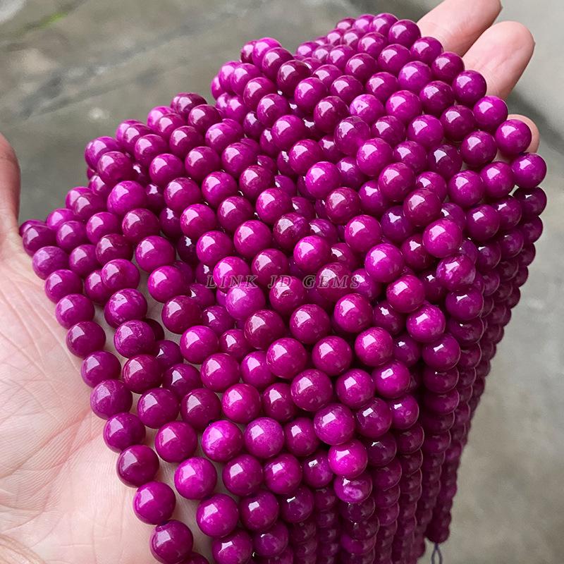 Jingde Purple Chalcedony Jade Bracelet Beads, DIY Jewelry Accessories