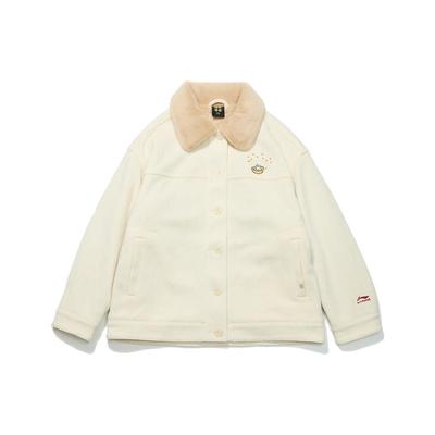 Женская куртка Li Ning Plain Letter Print Fleece Collar Jacket Off-White AFDT014-2