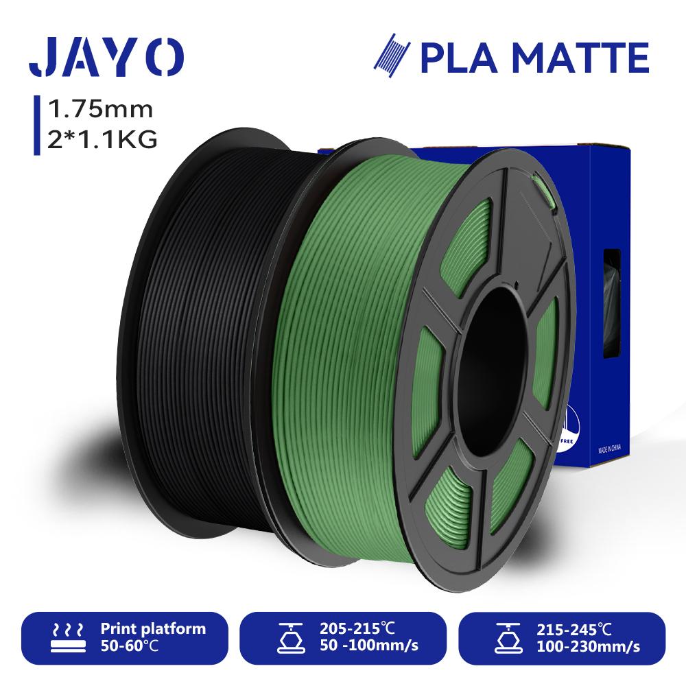 JAYO 2 Rolls 3D PLA Matte Printer Filament 1.75mm Neatly Wound PLA Filament with Matte Finish Print with 99% FDM 3D Printer