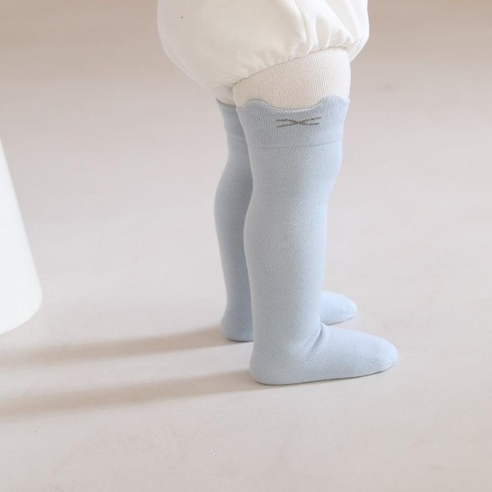 Дышащие носки для малышей без косточек средней длины, новые однотонные полосатые гольфы для детей