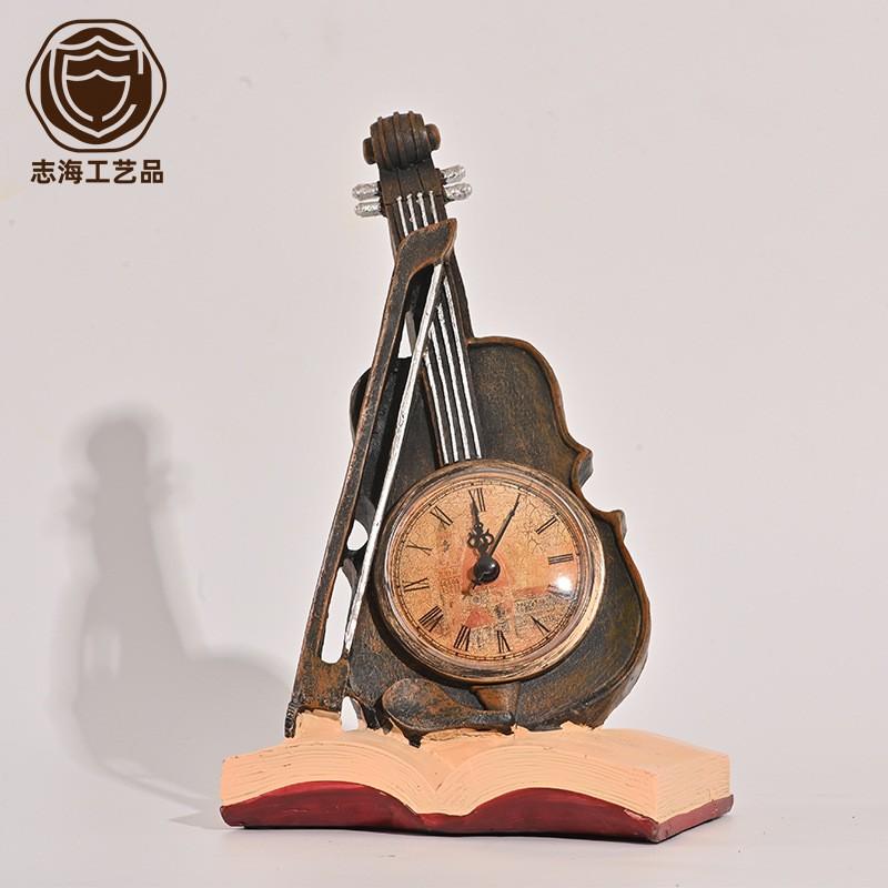 Resin Desk Clock With Book Violin Decor Luxury Home Office Gift Christmas