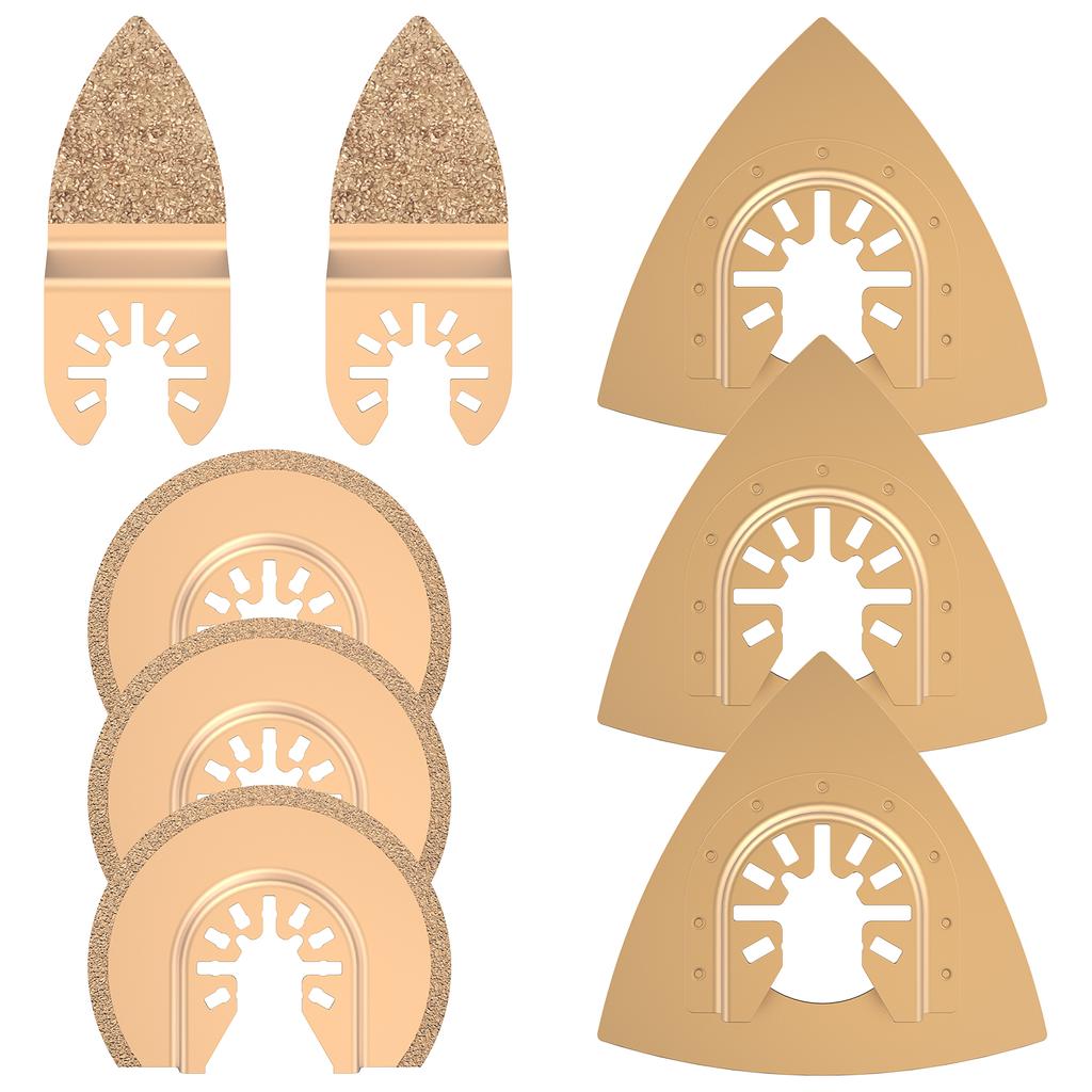 8 шт. Многофункциональные лезвия Осциллирующие пильные полотна из цементированного карбида Профессиональное треугольное пильное полотно для резки керамической плитки и мрамора