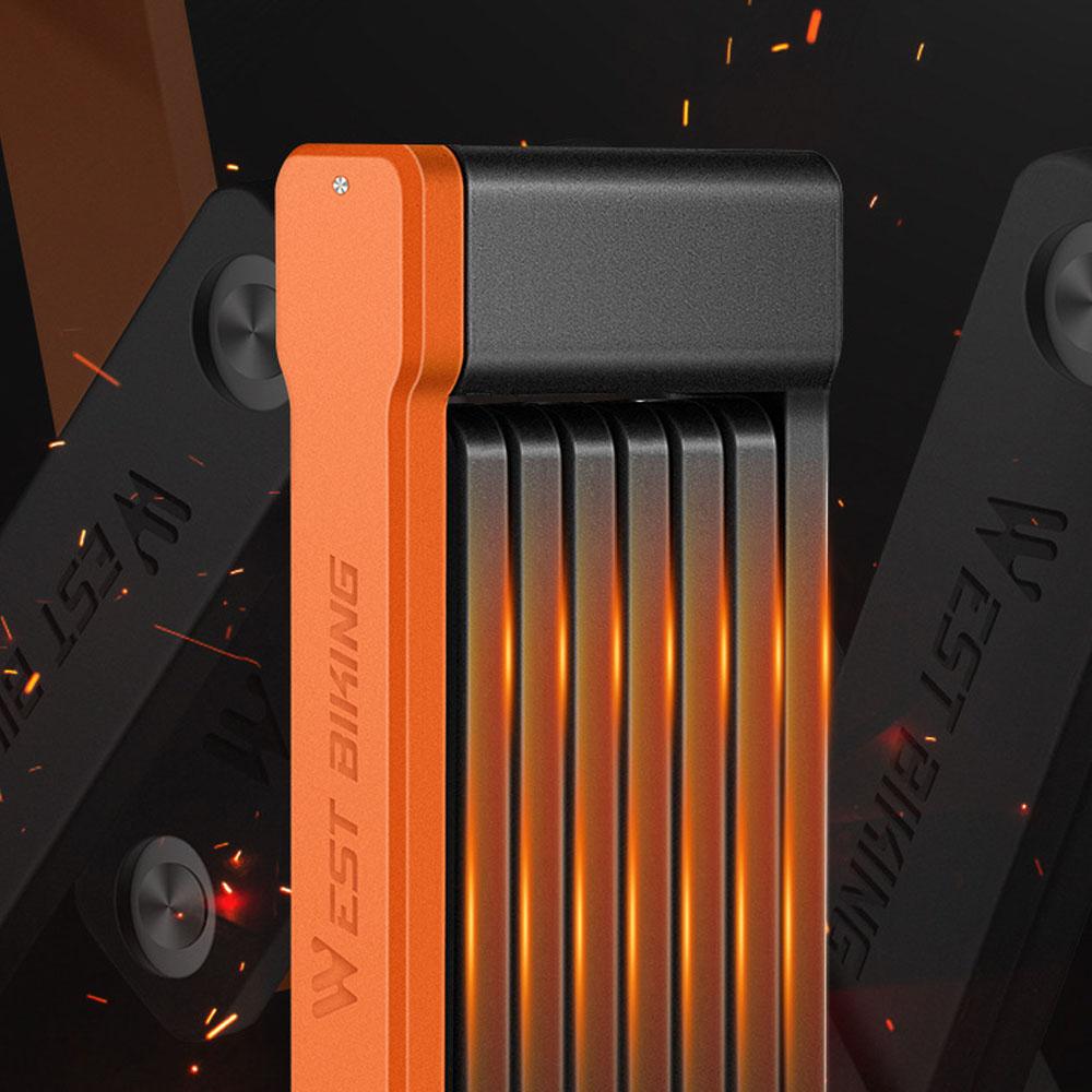 Компактный складной велосипедный замок WEST BIKING, противоугонный цепной замок, сверхмощная надежная защита с 3 ключами для велосипеда, электрического велосипеда/самоката