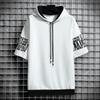 Summer Men's Casual All-match Hooded Pullover Quick-drying Running Sports Men's Printed Short-sleeved Top
