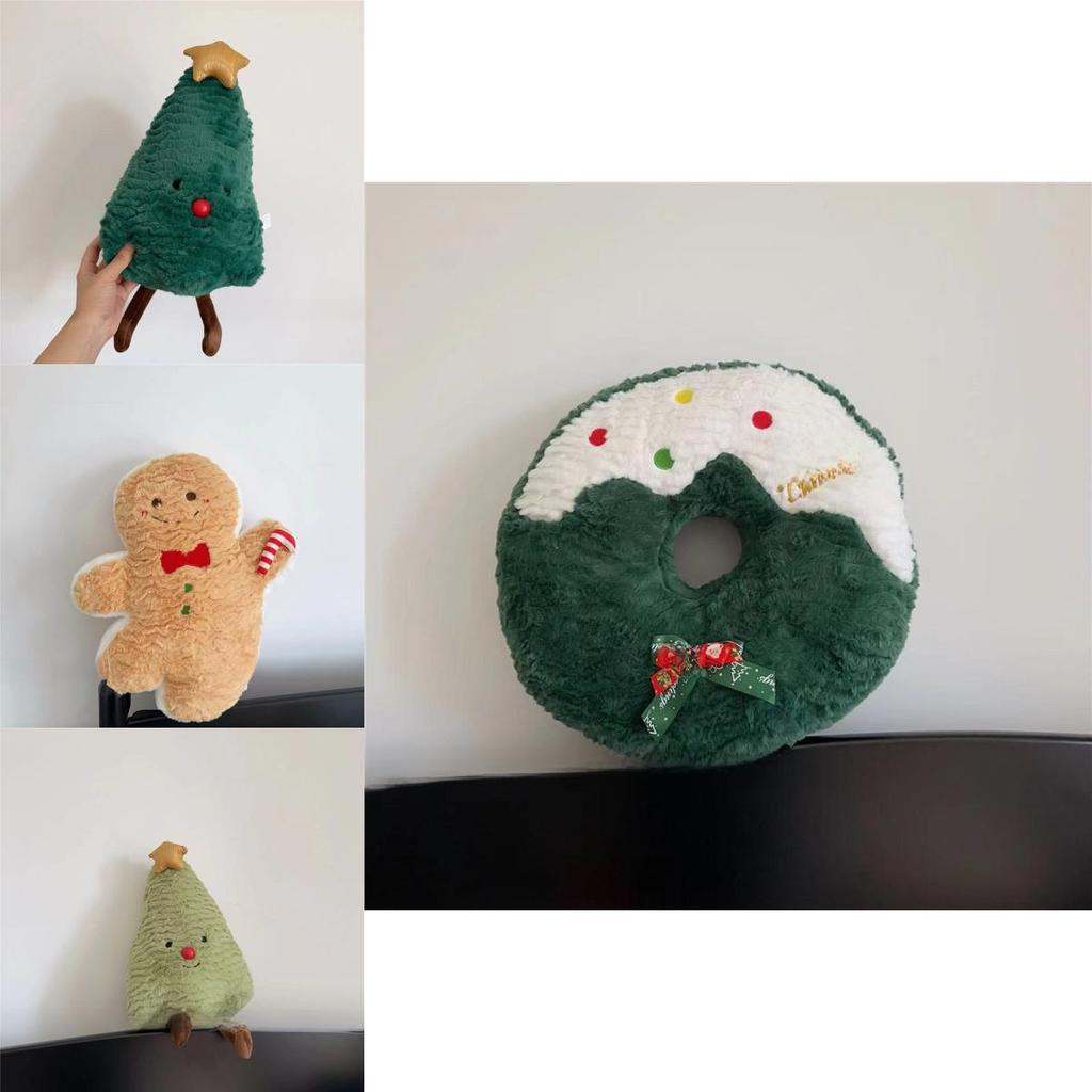 Festive Christmas Cushion With Embroidered Tree Pattern For Home Holiday Decoration