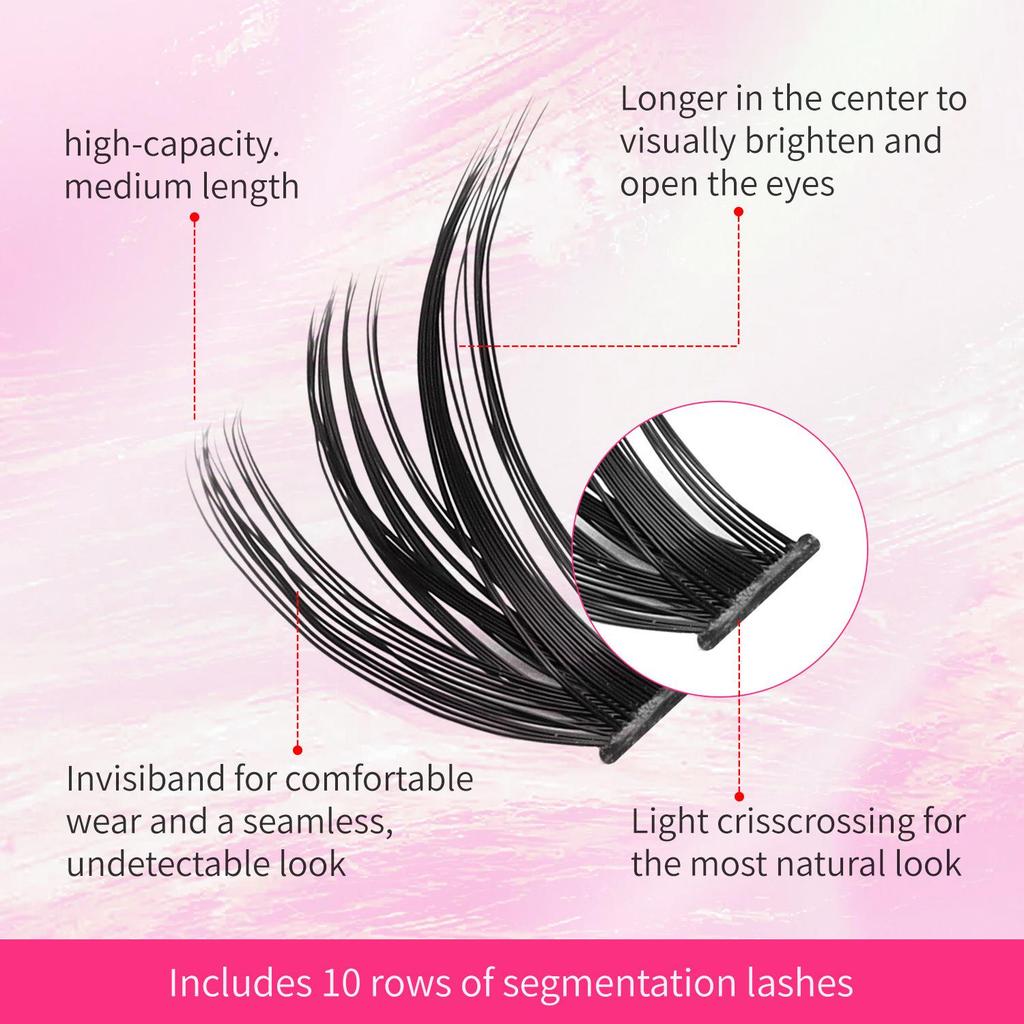 Самоклеящиеся пучки накладных ресниц: 50 пар длинных, тонких, густых ресниц