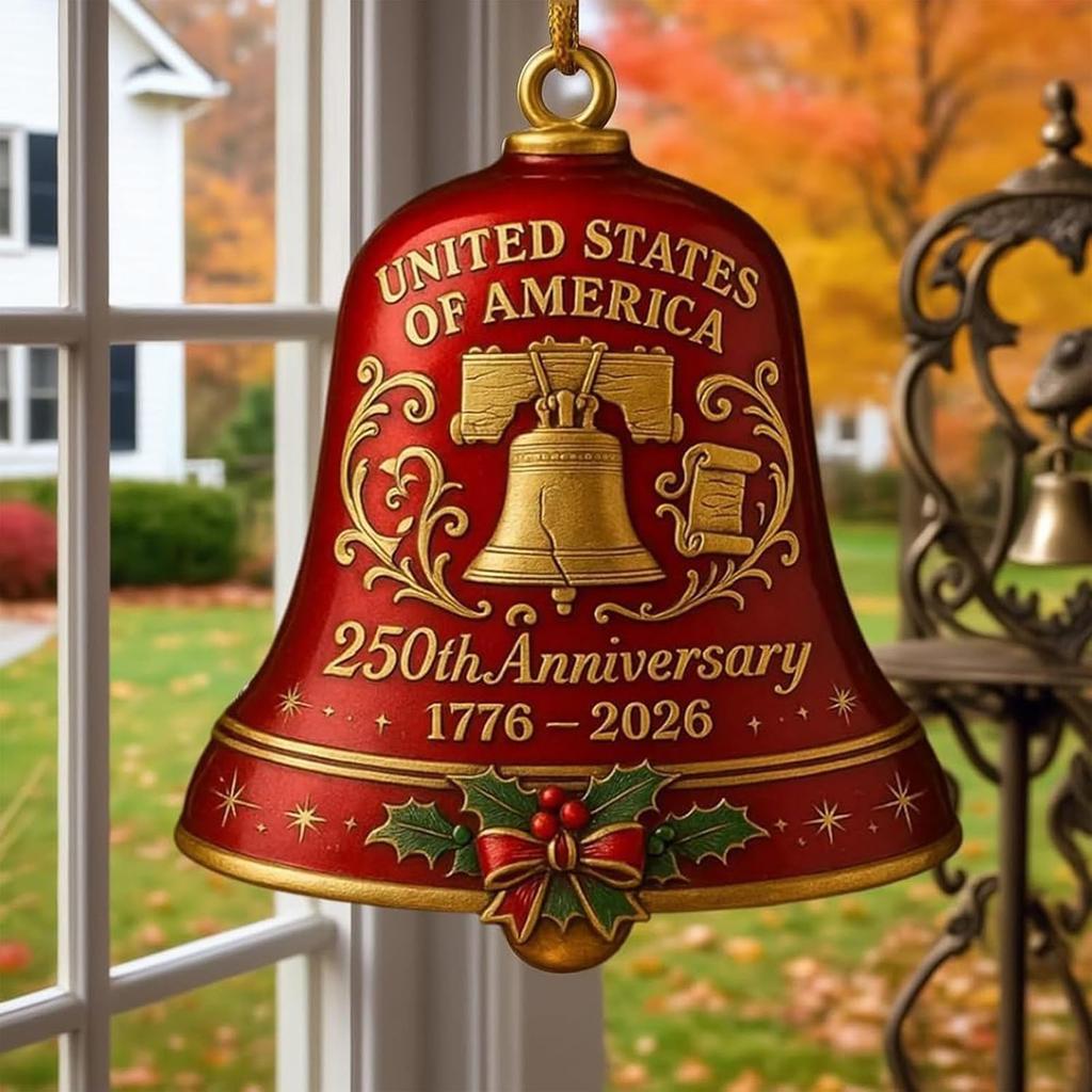 250th Anniversary Bell Ornament Vintage-Style Metal Doorbell 250th Commemorative Bell Ornament for Home Or Garden Christmas Tree