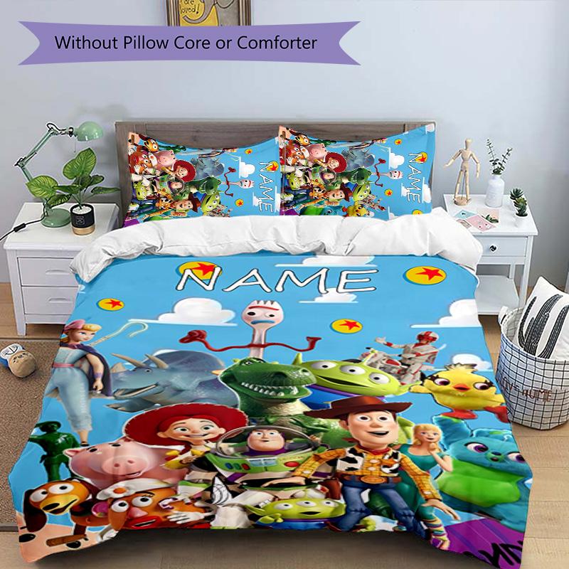3pcs Toy Story2 Cover Set - Personalized Name, HD Printed Bedding with 1 Cover and 2 Pillowcases - Perfect for Home Decor, Easy Care