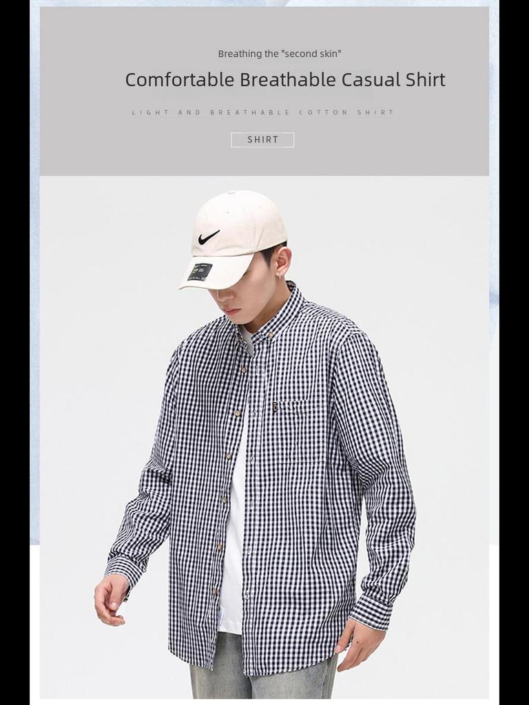 Мужская хлопковая клетчатая куртка-рубашка с длинным рукавом Dongyu в повседневном стиле