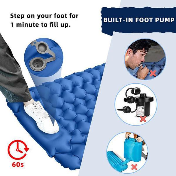Camping Sleeping Pad Inflatable Waterproof Sleeping Pad with Built-in Pump, Foot Operated Ultra Thick Durable Ultra Light Air Cushion