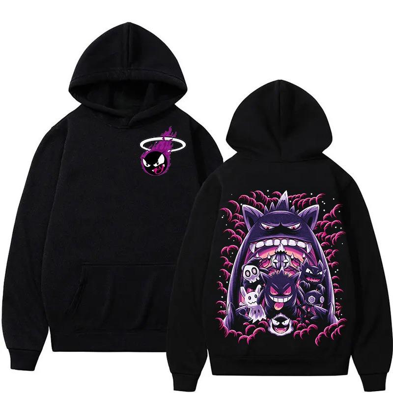 Super Cute Gengar Anime Printed Hoodie Men's and Women's Autumn Winter Harajuku Large Size Casual Sweater Top