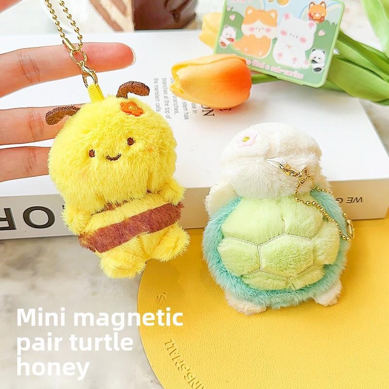 Soft Piggy Panda Plush Animal Key Chain With Magnetic Pair Pendant Backpack