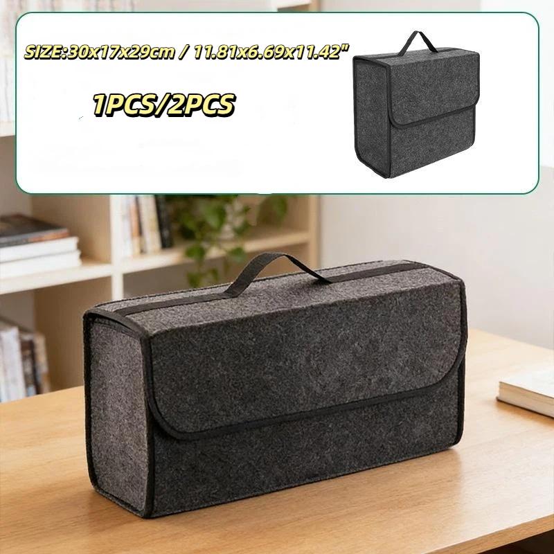 Thick Felt Car Trunk Storage Bag with Non-slip Firm Handle Large Capacity Organizer for Travel Grocery Camping Use