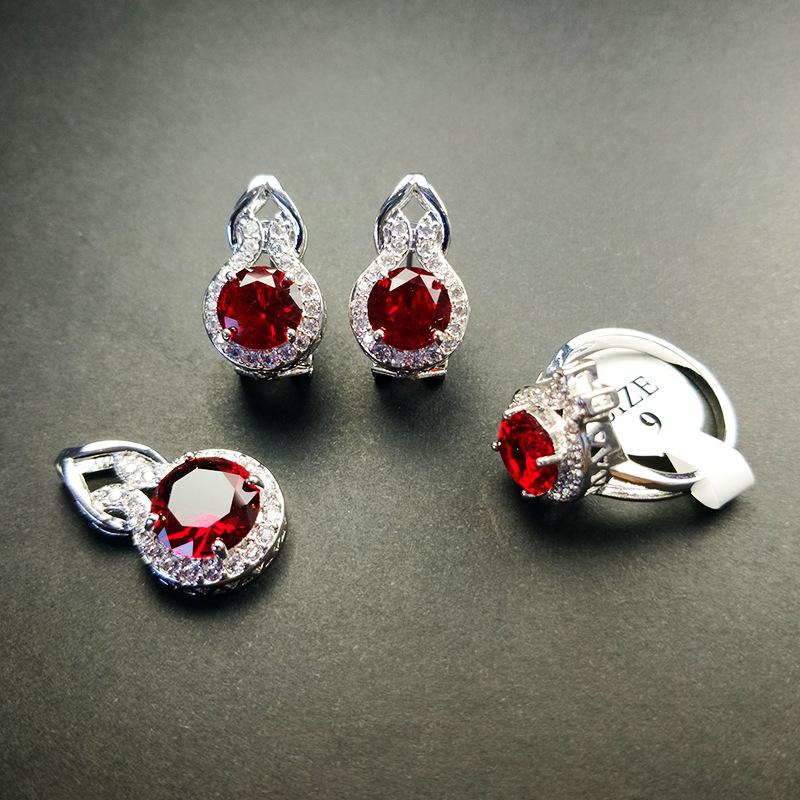 Gourd Necklace Zircon Jewelry Set Luxury Necklace Ring Three-Piece Set Of Earrings Stud Set Mixed Batch Multicolor