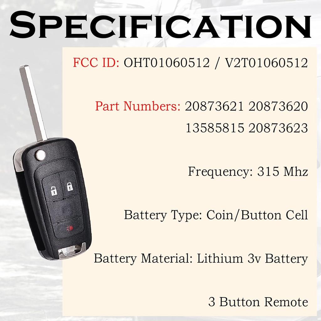 Keyless Entry Remote Control Key Fob Replacement Fits for GMC Terrain 2010- Chevy Equinox 2010- Sonic 2012-2017 Spark 2016-2017 Trax 2015-2018 Buick