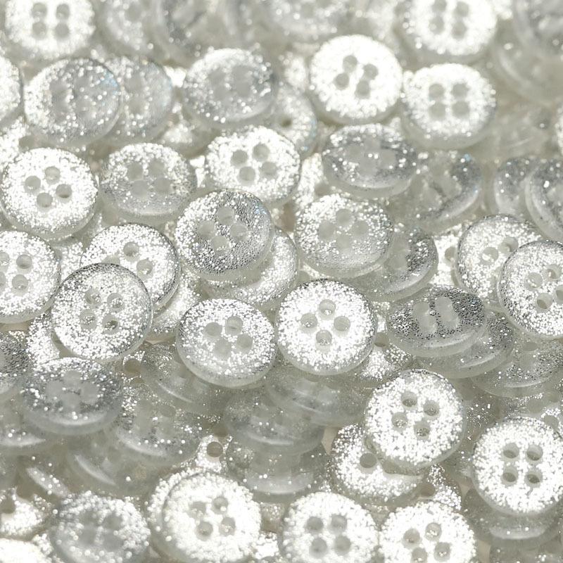 5Pcs Silver Sequined Two-Eye Button Transparent Resin Accessory Knitted Cardigan Sleeve Collar Button Shirt Top Button
