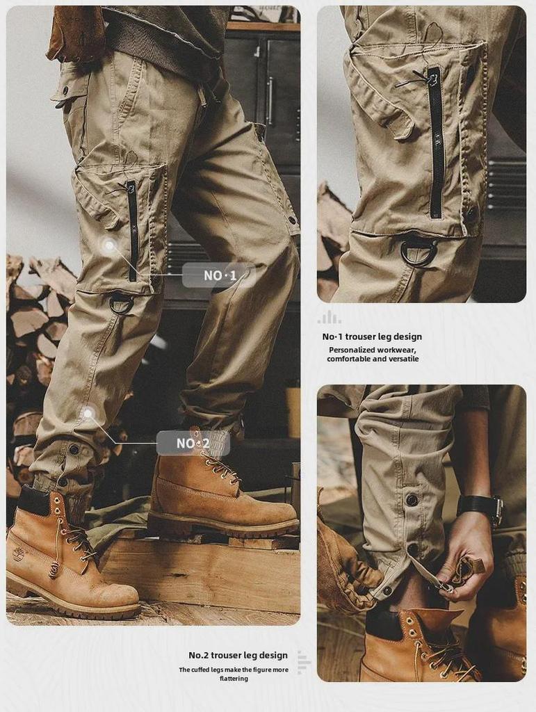 Men's American Style Tactical Overalls - Straight Fit, Autumn/Winter 2024, Outdoor Casual Pants for City Commuting and Mountain Activities.