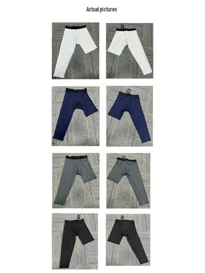 Мужские компрессионные тайтсы для баскетбола с быстрым высыханием, на одну ногу, семиточечные, базовый слой, штаны для фитнес-тренировок