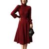 Knit Dress for Below the Waist Puff High Midi Korean Style Design Long with Body Shape Midi Neat Adult Sweet and Beautiful [J-Scott] Women, A-line