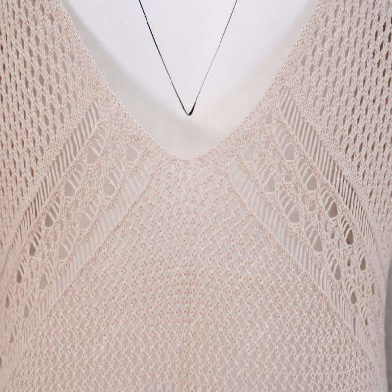 EDOLYNSA Cover-ups Sexy Strap Open Back Knitted Summer Beach Mesh Dress Crochet Tunic Women Beachwear Swimsuit Cover Up Sarongs Q902