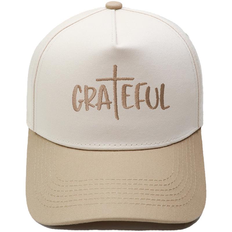 GRATEFUL truck driver hat cross embroidery retro color matching baseball cap European and American men's and women's casual hat