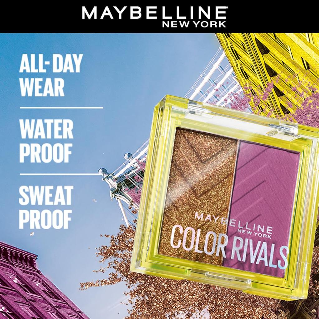 Maybelline Палетка пигментированных теней для век New York Color Rivals 3 г Стойкая Водостойкая Матовая Мерцающая Напористая X Застенчивая