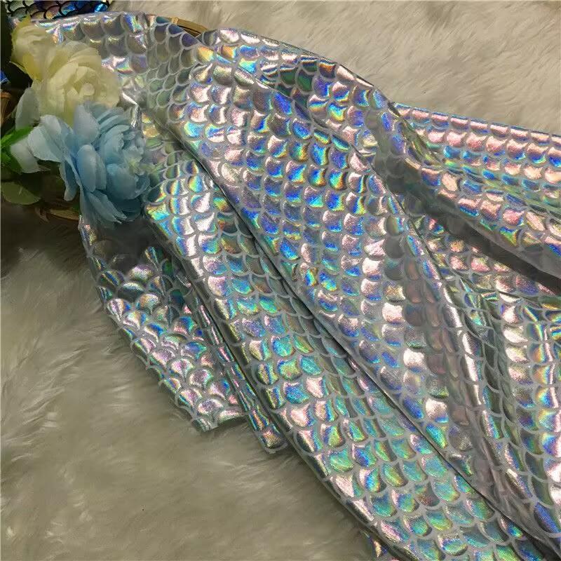Ткань с блестками под рыбью чешую, эластичная, для DIY, костюмов для сценических выступлений, украшения свадебной вечеринки, шитья, ткани для купальника русалки