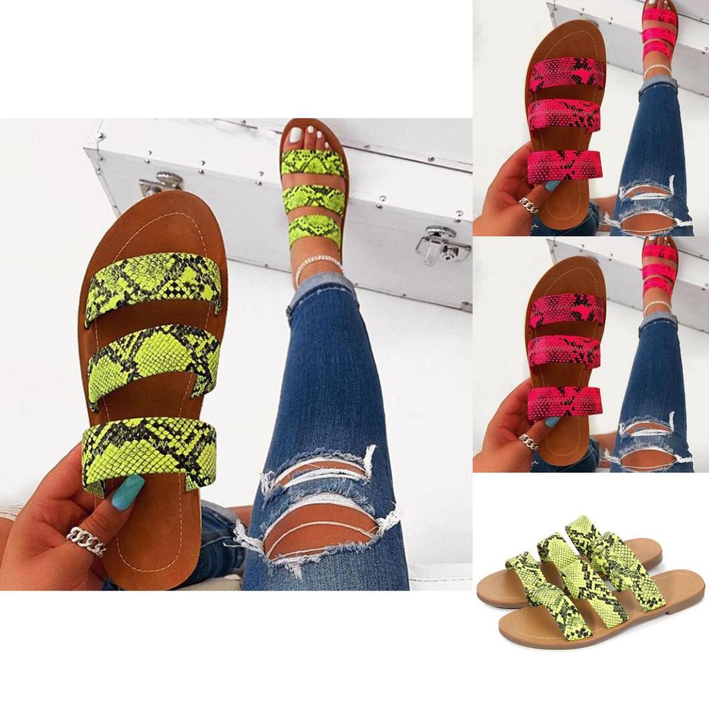 Chic Women's Snakeskin Slippers Casual Flats Sandals Offering Breathable Summer Comfort