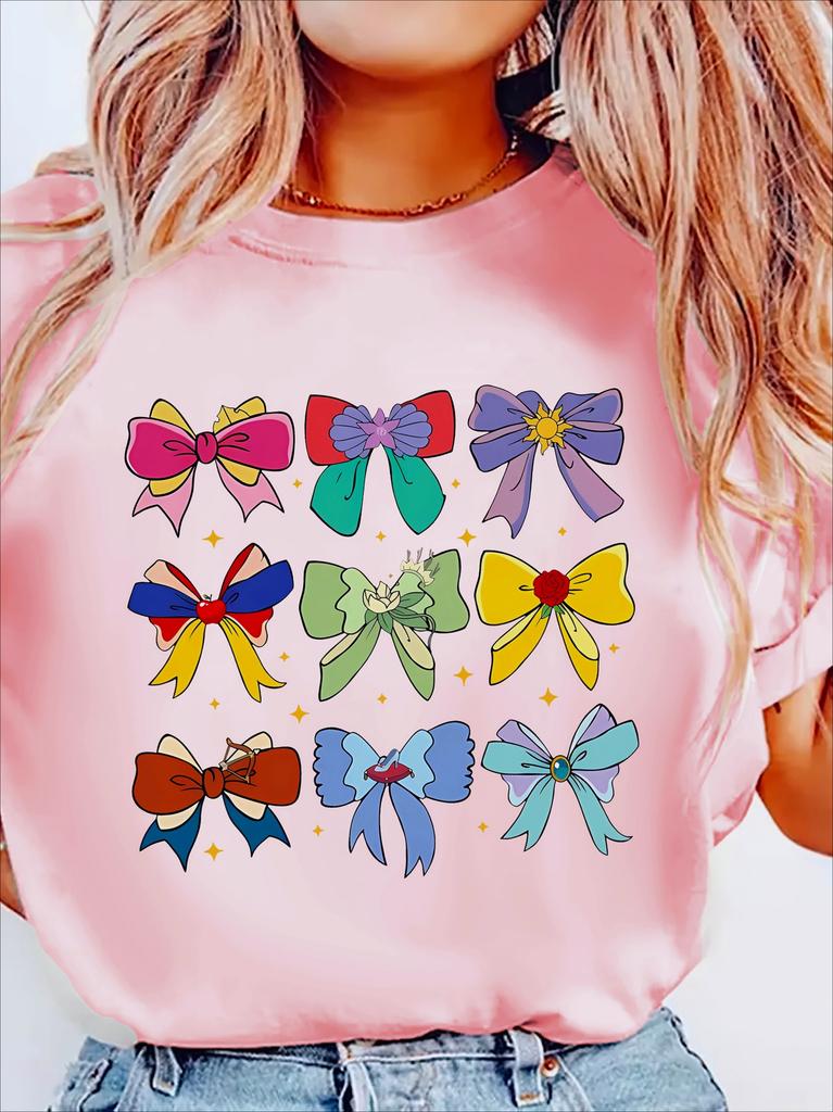 2026 Summer Bowknot Graphic Tshirt Unisex Unisex Fashion Cotton Quality Casual Loose Short Sleeve Classic Unisex