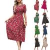 Женское модное платье с круглым вырезом, короткими рукавами и цветочным принтом, повседневное для отдыха