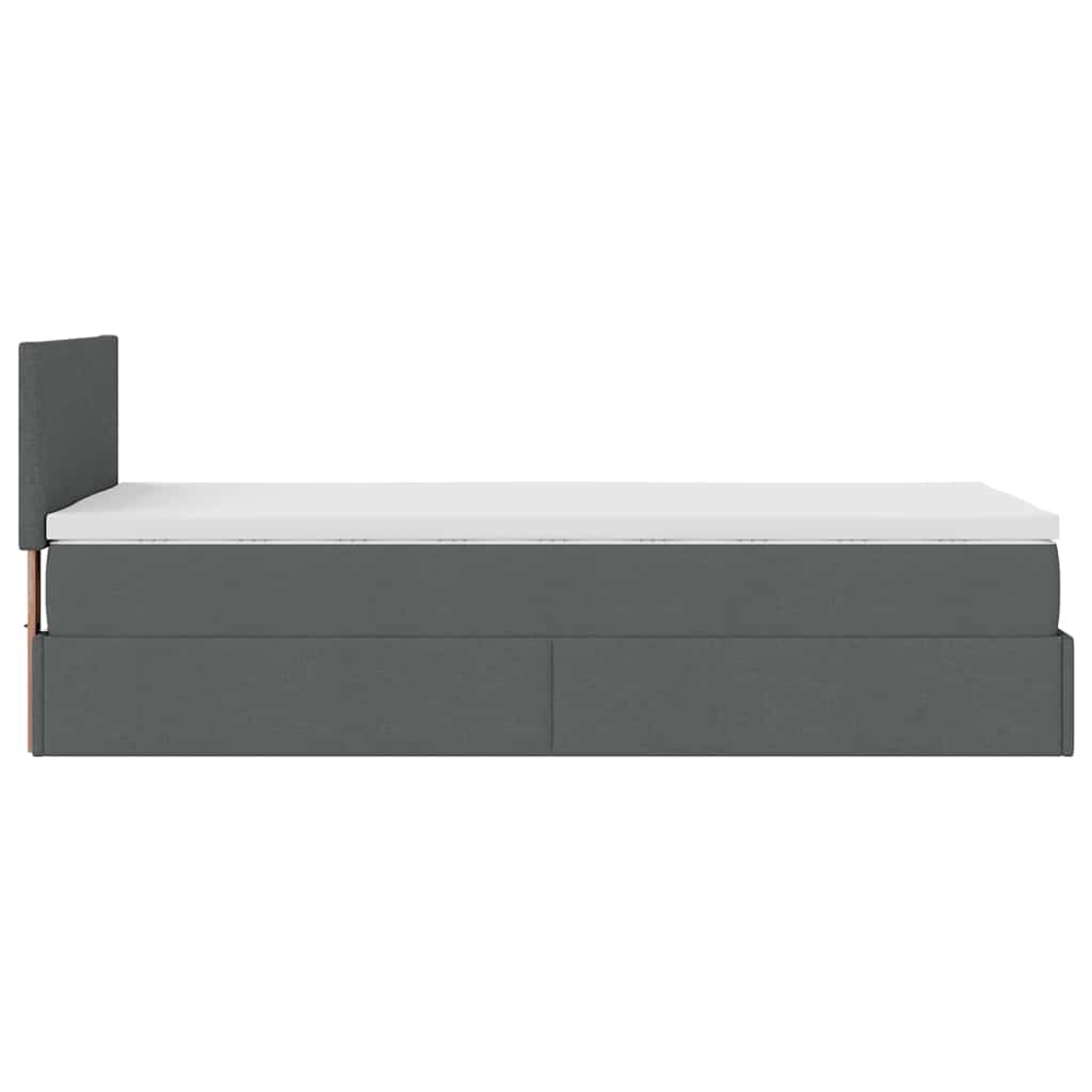 Ottoman Bed with Mattress Dark Grey 80x200 cm Fabric