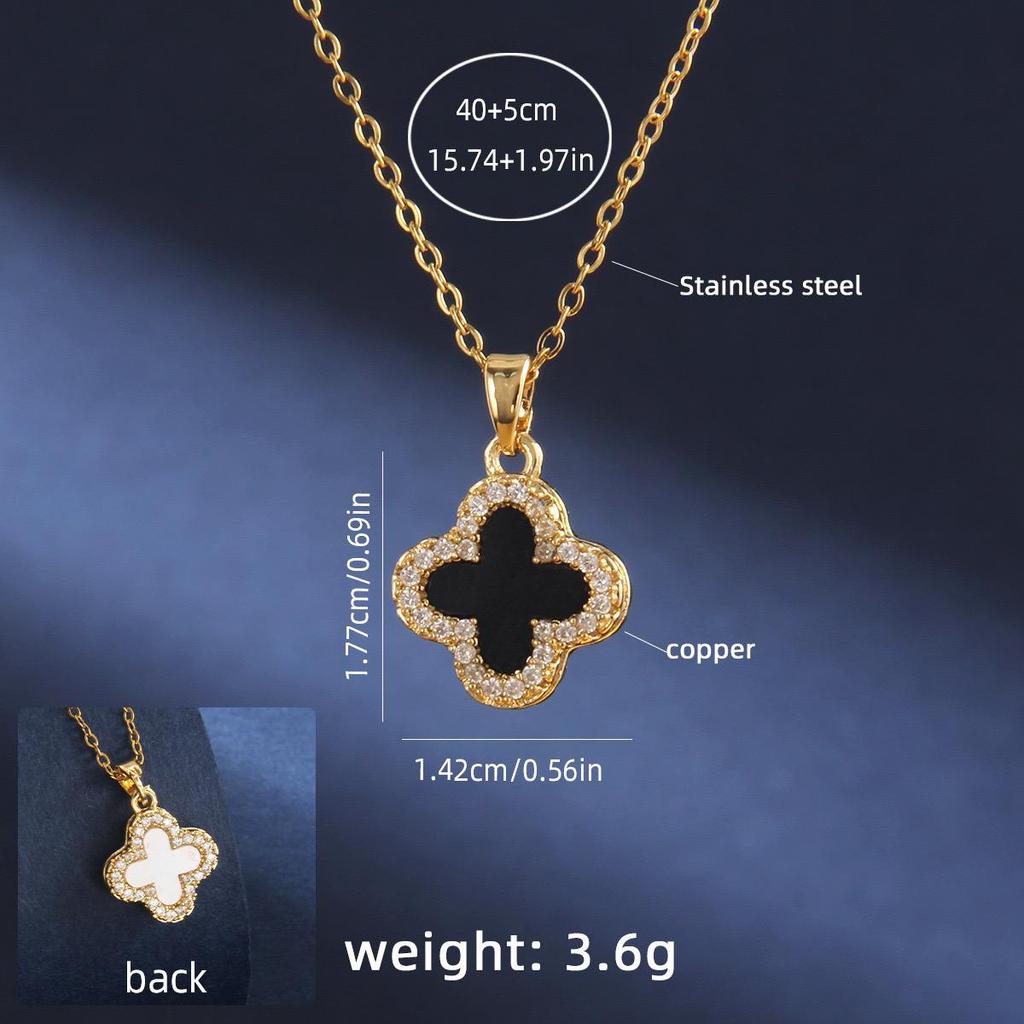 Новое двухстороннее ожерелье с четырьмя листьями травы, женские украшения из титановой стали