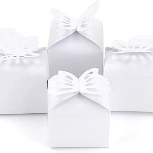 20pcs Small Gift Box, Birthday Wedding Party Candy Pearlescent Paper Butterfly Goodie Box Square Box Goody Wedding Paper Box