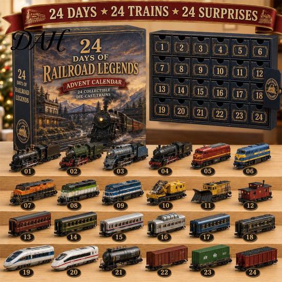 Kids Christmas Gift 2026 Transportation Advent Calendar, 24-Day Acrylic Ornament Set with Vehicle Holiday Companion Figures, Tree Hanging