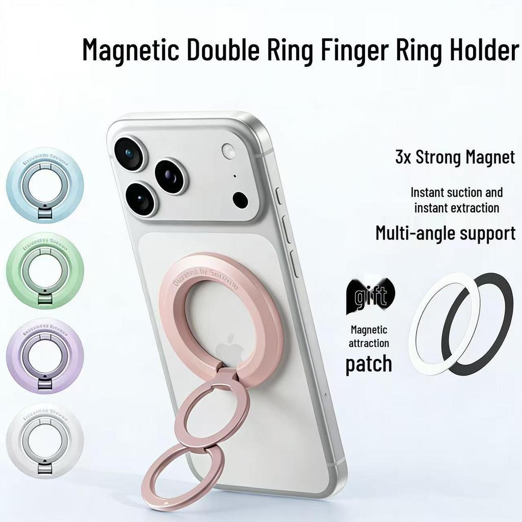 360° Вращающийся двусторонний магнитный держатель для телефона MagSafe и подставка-кольцо для пальца