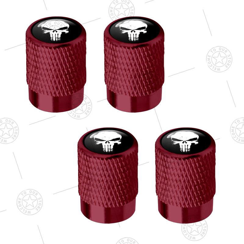 4pcs Skull Logo Car Wheel Tire Valve Caps Air Stem Aluminum Accessories For Jeep Wrangler Gladiator Renegade Ford F-150 Ranger