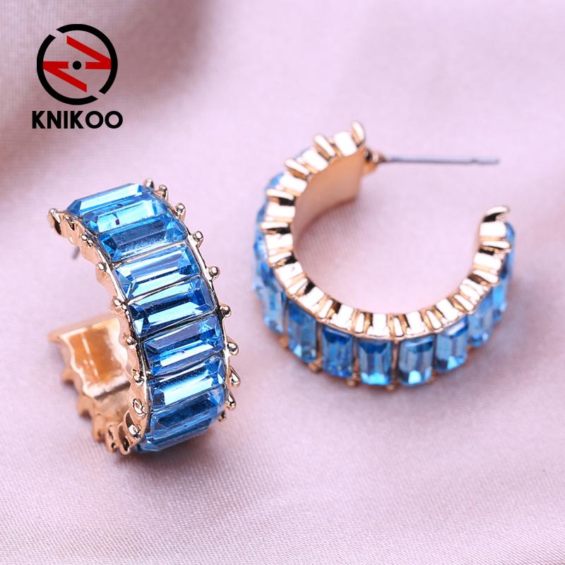 KNIKOO Синие серьги для женщин, модные цветочные серьги, ювелирные изделия для свадебных подарков, серьги