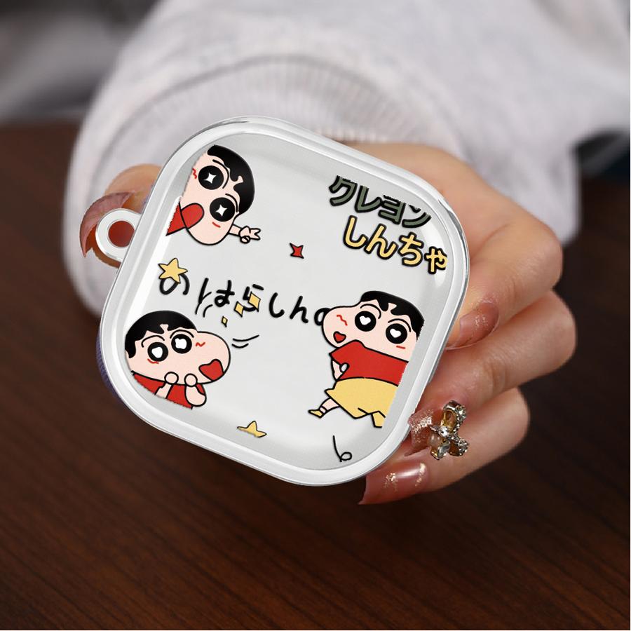 Case For Samsung Galaxy Buds Live 2 3Pro 3 FE 4 Pro 4Pro 2Pro Clear Earphone Cases Cover With Hook Cute Crayons Shinchan