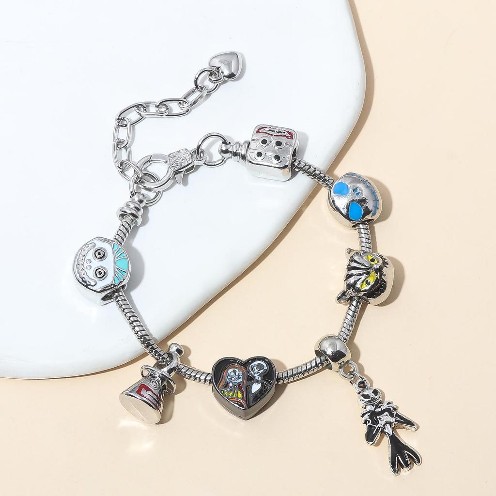 Браслет 'Кошмар перед Рождеством' с тыквой и шармами Джека и Салли