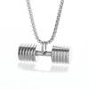Cool Titanium Steel Dumbbell Pendant Necklace Barbell Fitness Pendant Men and Women Leisure Sports Punk Jewelry