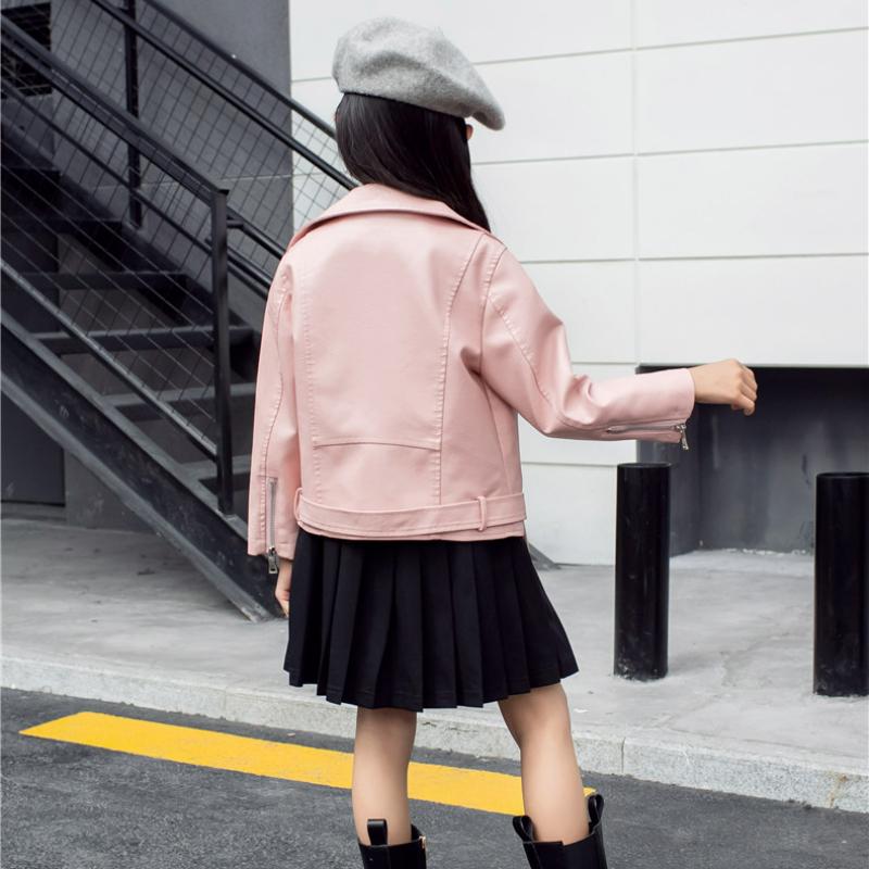 Kids Clothing Boys and Girls Spring Autumn Turndown Collar Leather Jacket Children's Motorcycle Korean Style Jacket