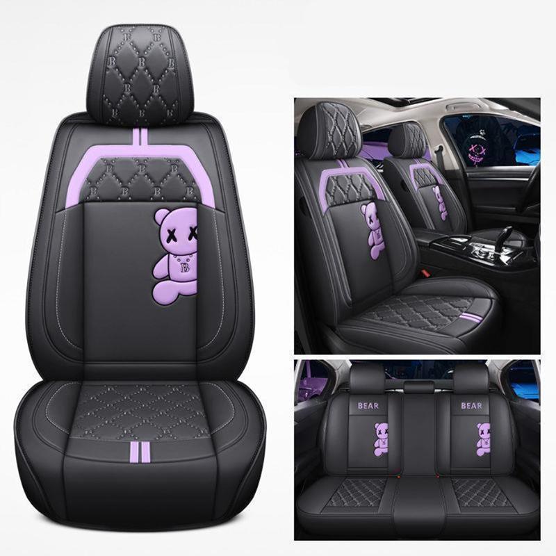 WTEMPO Брендовый чехол на автомобильное сиденье, универсальный полный автомобильный пятиместный четырехсезонный универсальный дышащий кожаный чехол для подушки с мультяшным рисунком