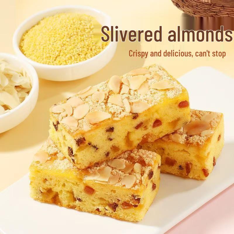 New Year Millet Yam Apple Cake: Traditional & Modern Pastries Meal, Satiating Old-Style Sponge Cake - 280g/box