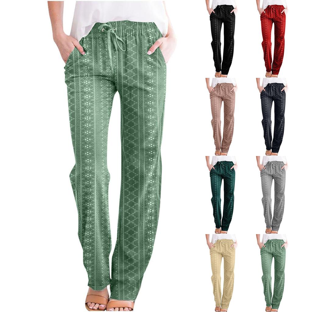 Брюки для женщин, повседневные летние однотонные свободные брюки с прямыми карманами