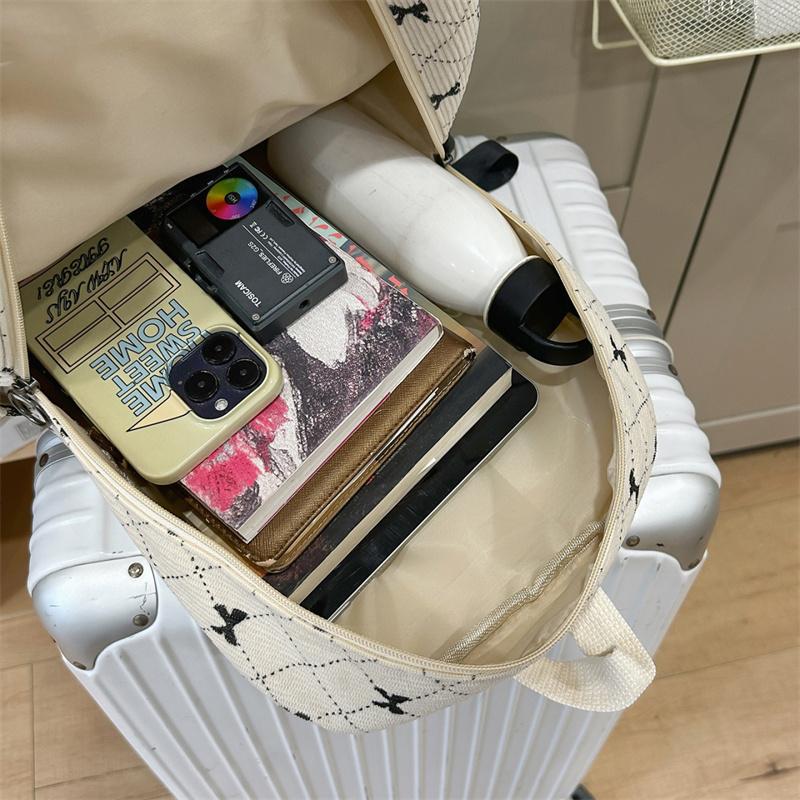 Вельветовый рюкзак большой вместимости с принтом бантика, студенческий школьный рюкзак